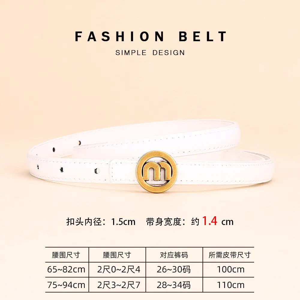 Women's M-Shaped Buckle Belt Leather Dress Belt - Image 6