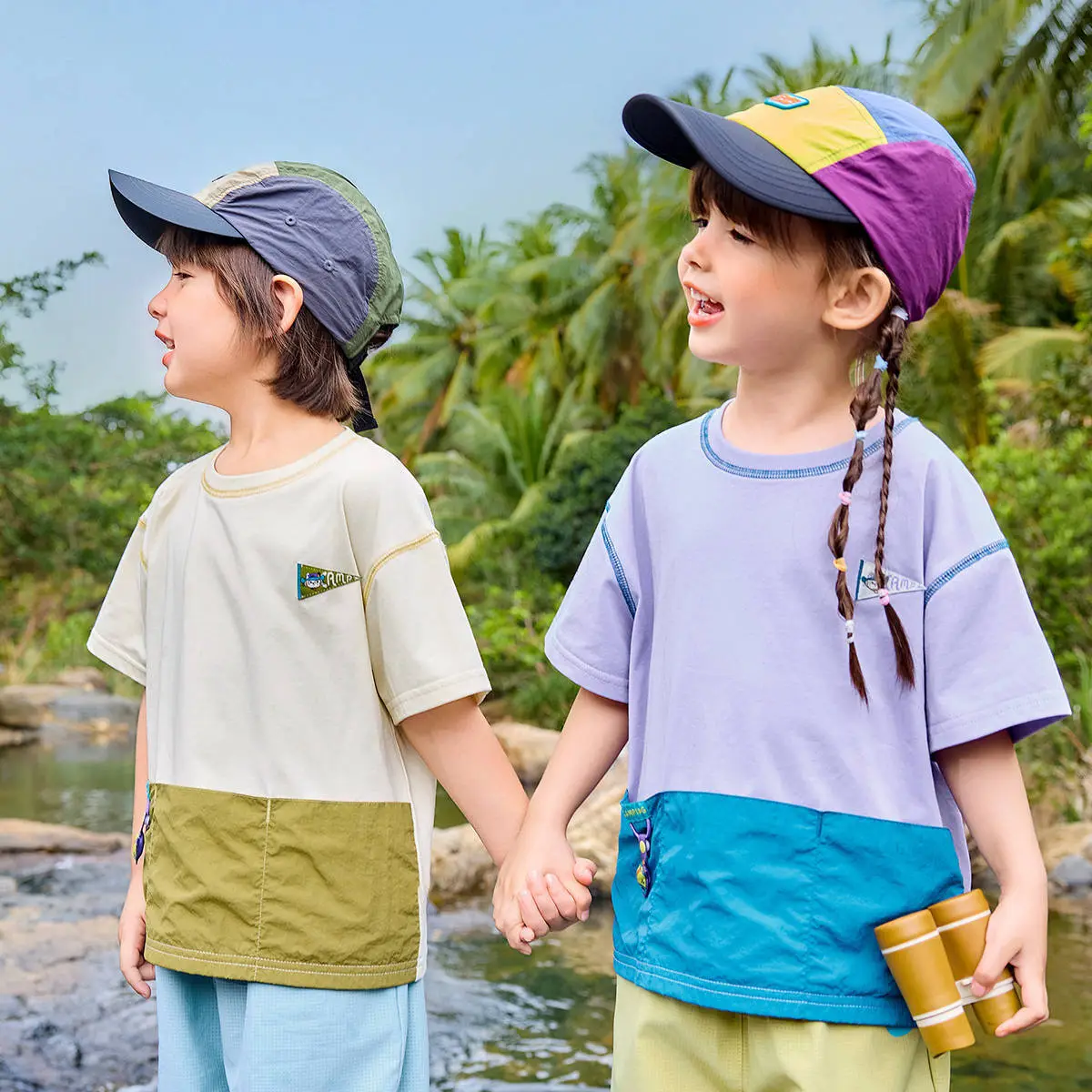 Dudu Jia Boys Cotton T-Shirt Cream Olive Green Summer Wear - Image 6