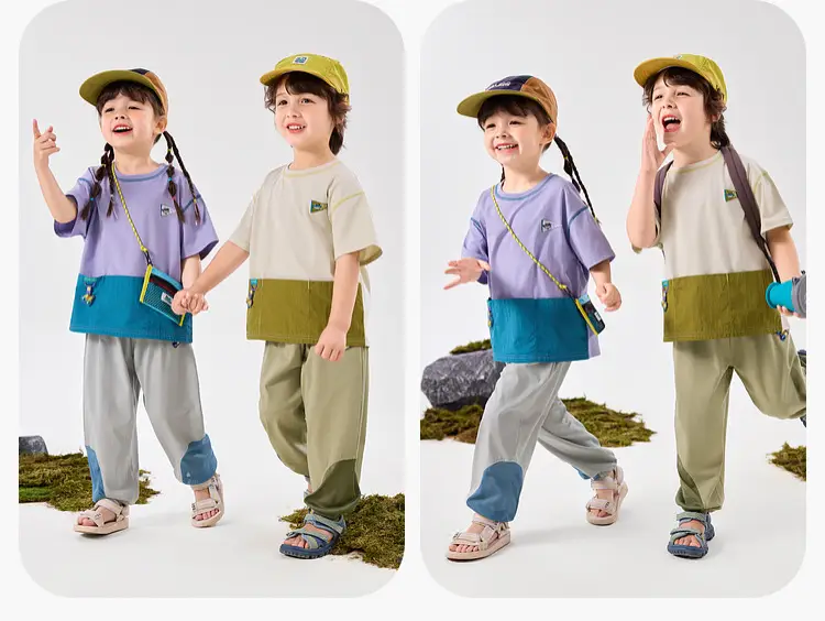 Dudu Jia Boys Cotton T-Shirt Cream Olive Green Summer Wear — feature 16