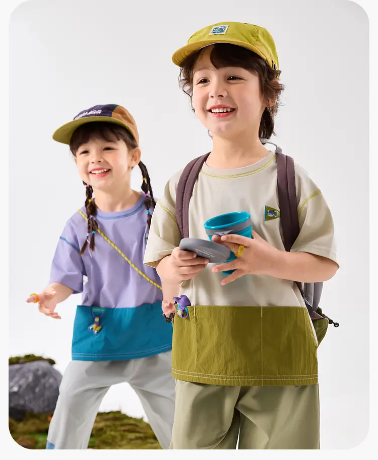 Dudu Jia Boys Cotton T-Shirt Cream Olive Green Summer Wear — feature 21