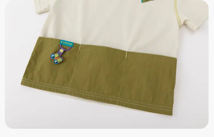 Dudu Jia Boys Cotton T-Shirt Cream Olive Green Summer Wear — feature 26