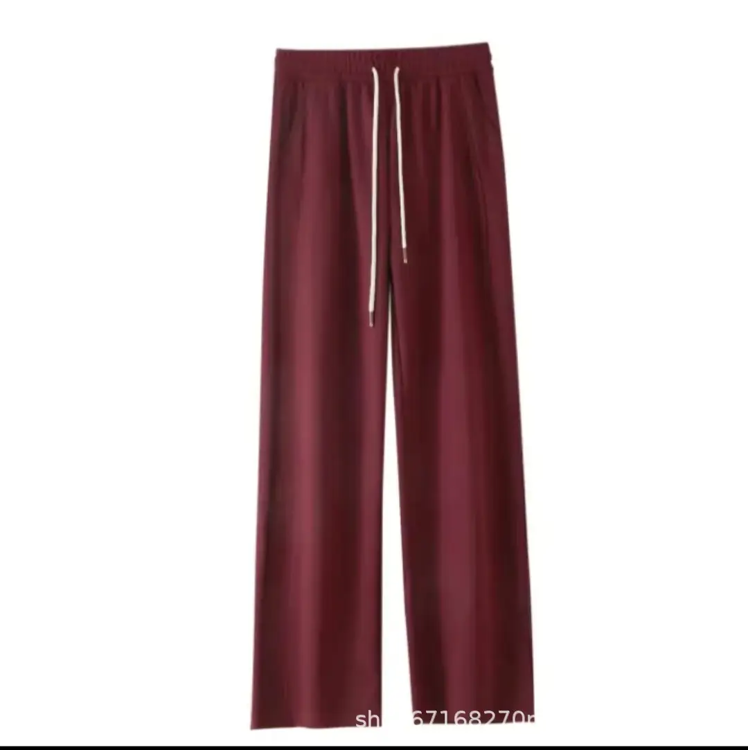 Maroon Drawstring Loose Waist Slimming Pants - Image 5