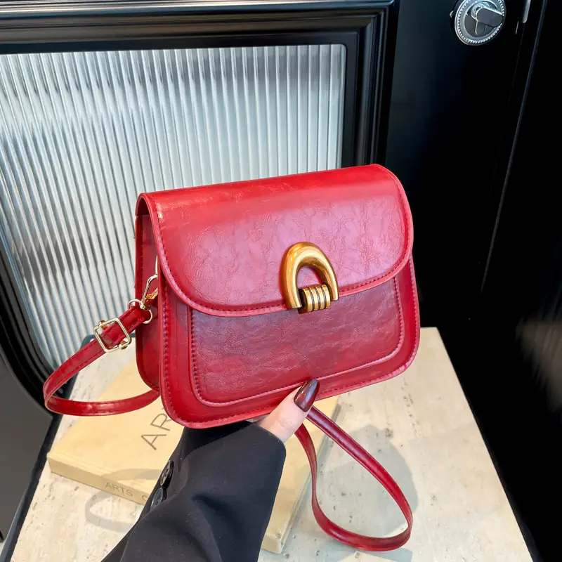 Women's Oil Wax Leather Shoulder Bag 2025 Spring Festival - Image 9