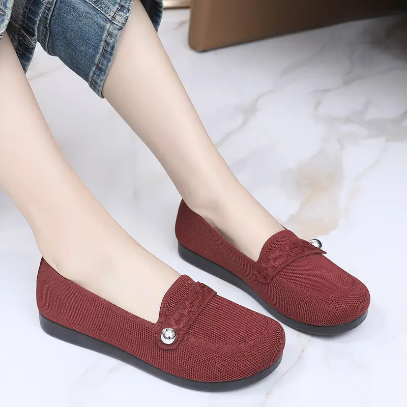 Old Beijing cloth shoes women's single-layer shoes fly woven surface comfortable breathable leap month mother shoes soft soled non-slip middle-aged and elderly milk shoes - Image 5