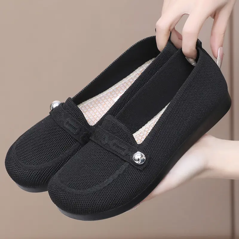 Old Beijing cloth shoes women's single-layer shoes fly woven surface comfortable breathable leap month mother shoes soft soled non-slip middle-aged and elderly milk shoes - Image 2