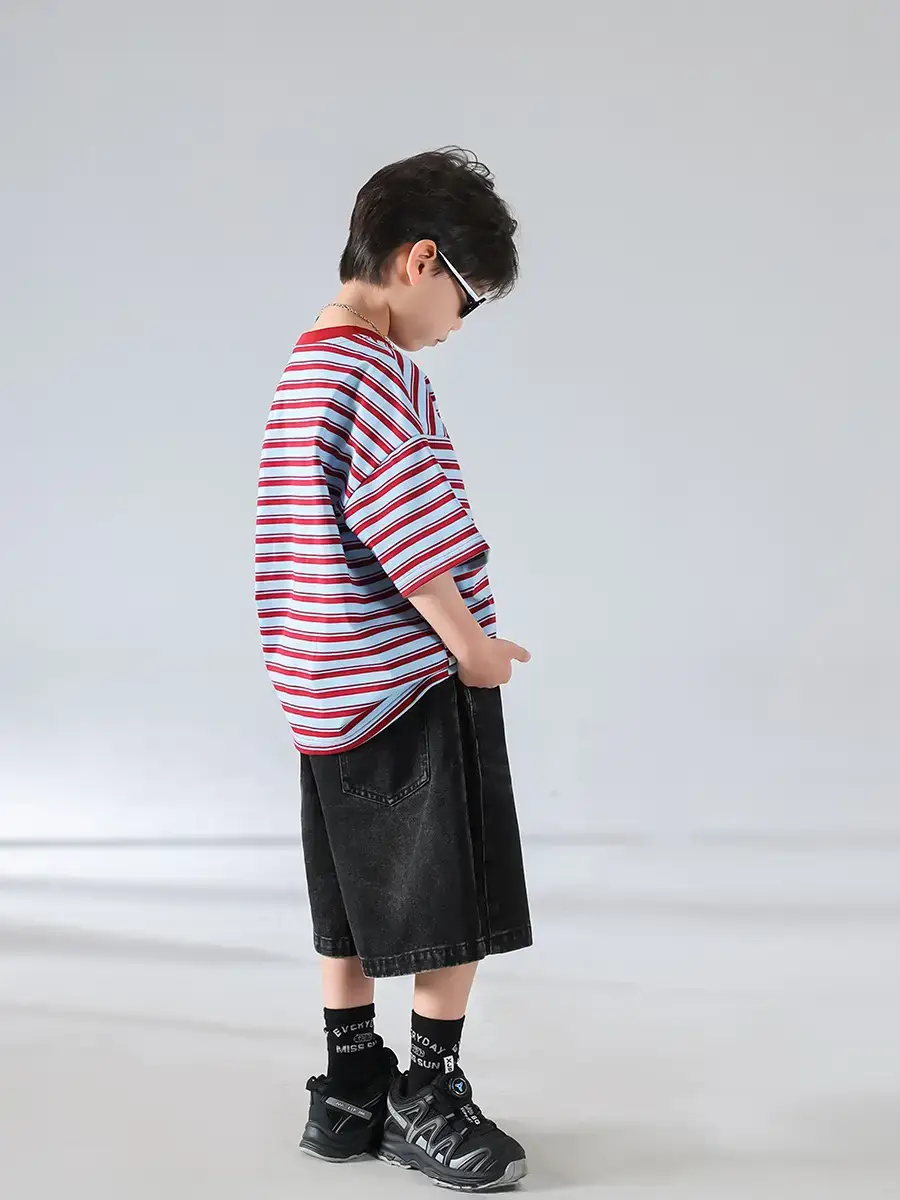Boys Striped Short Sleeve Sports Shorts Set 2026 — feature 16