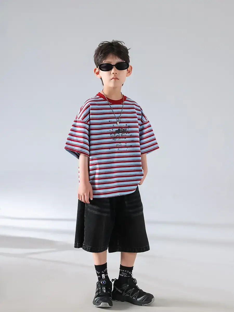Boys Striped Short Sleeve Sports Shorts Set 2026 — feature 17