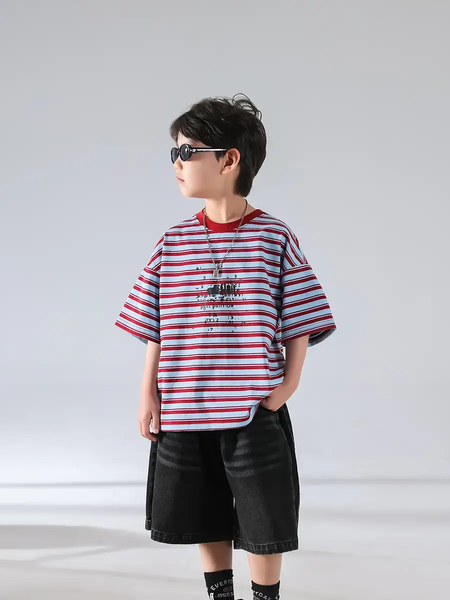 Boys Striped Short Sleeve Sports Shorts Set 2026 — feature 18