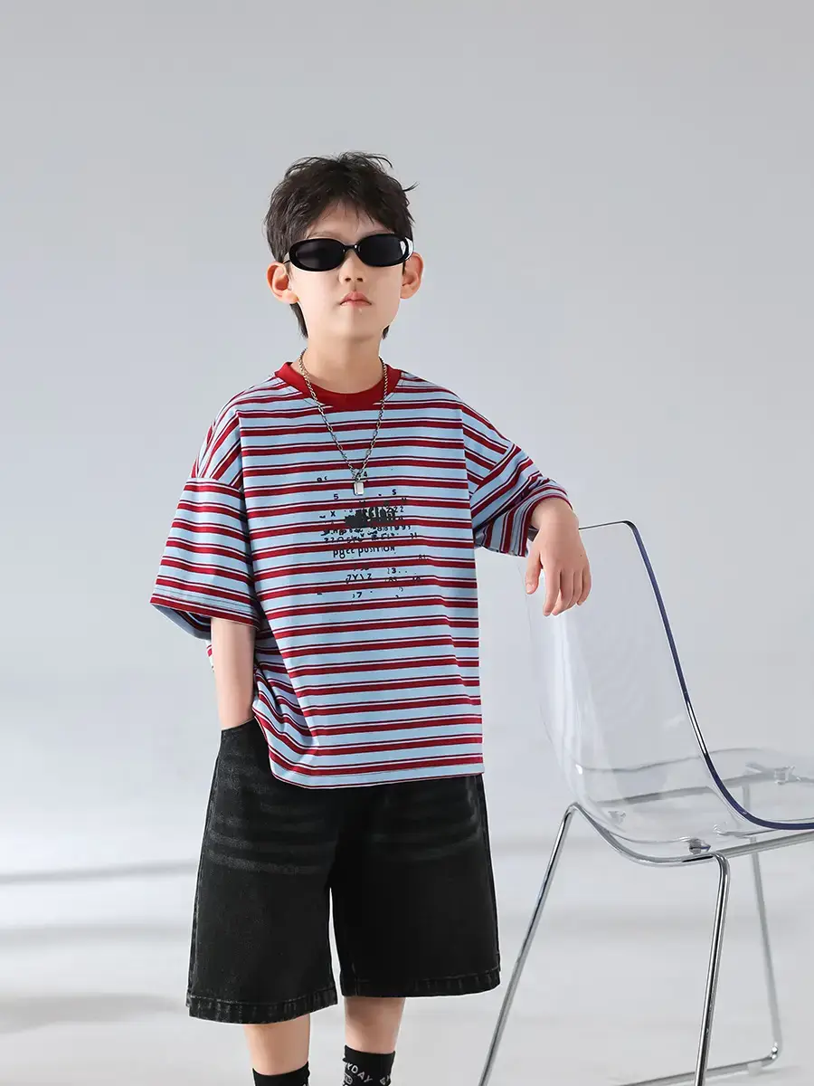 Boys Striped Short Sleeve Sports Shorts Set 2026 — feature 21