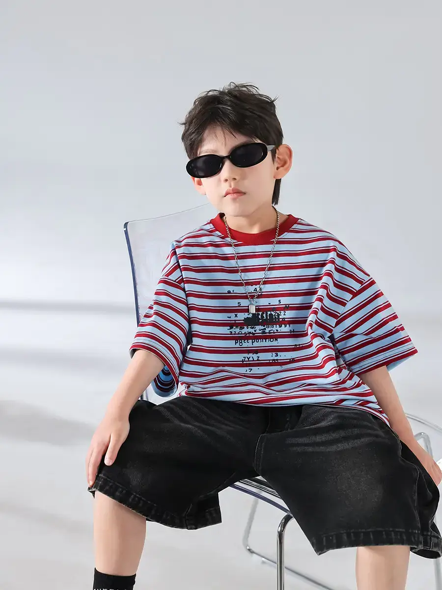Boys Striped Short Sleeve Sports Shorts Set 2026 — feature 22