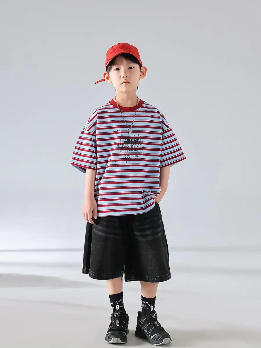Boys Striped Short Sleeve Sports Shorts Set 2026 — feature 4