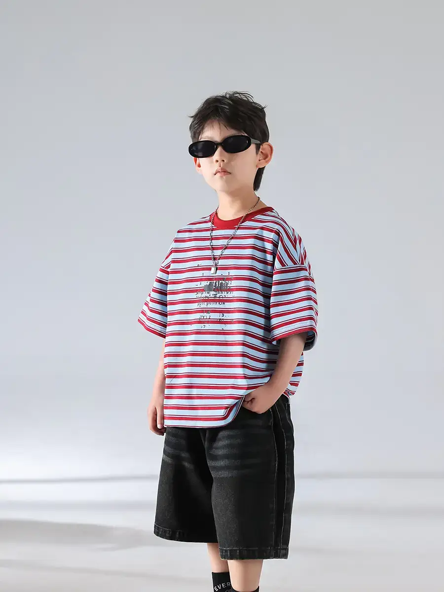 Boys Striped Short Sleeve Sports Shorts Set 2026 — feature 5