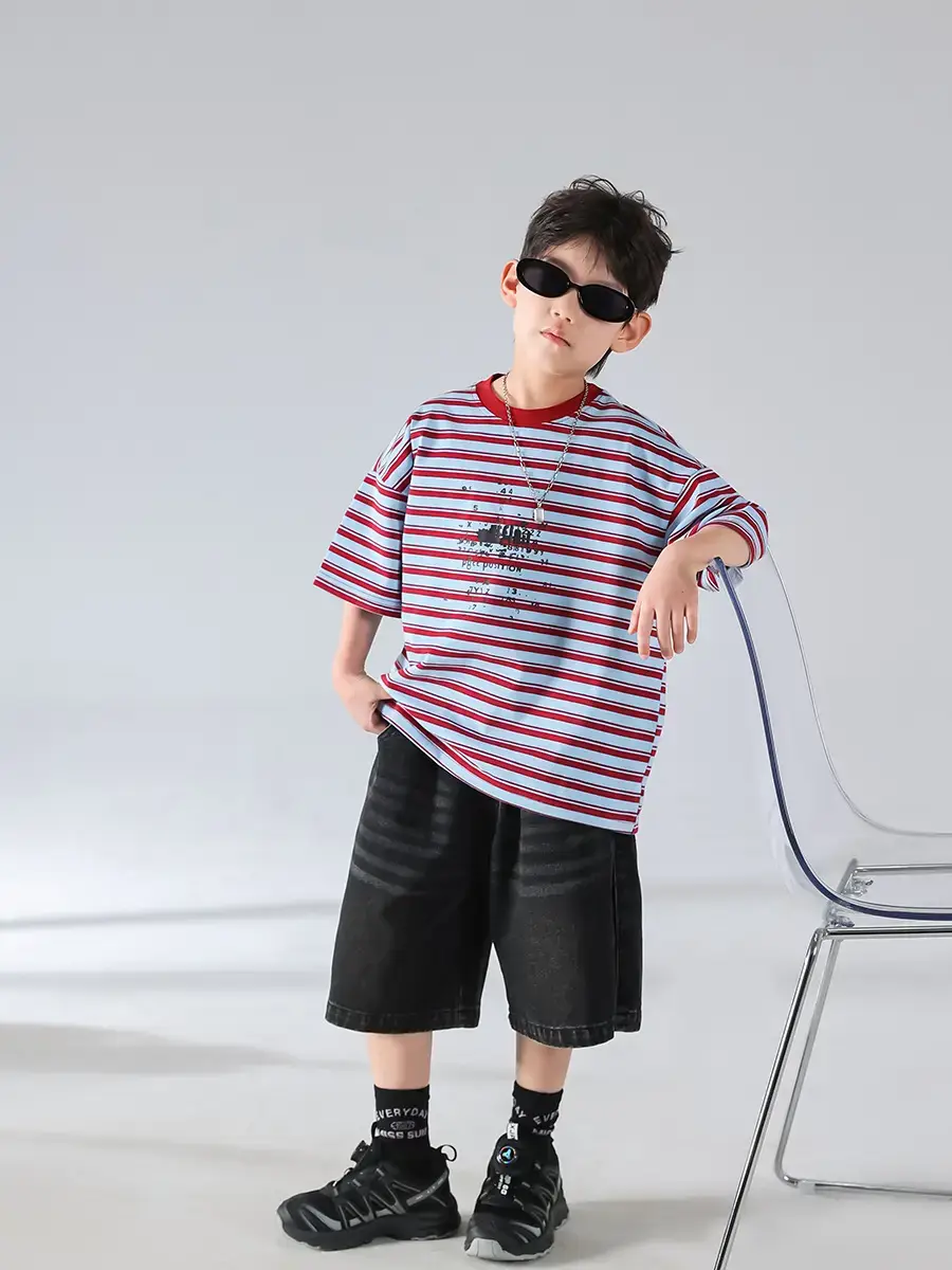 Boys Striped Short Sleeve Sports Shorts Set 2026 — feature 6