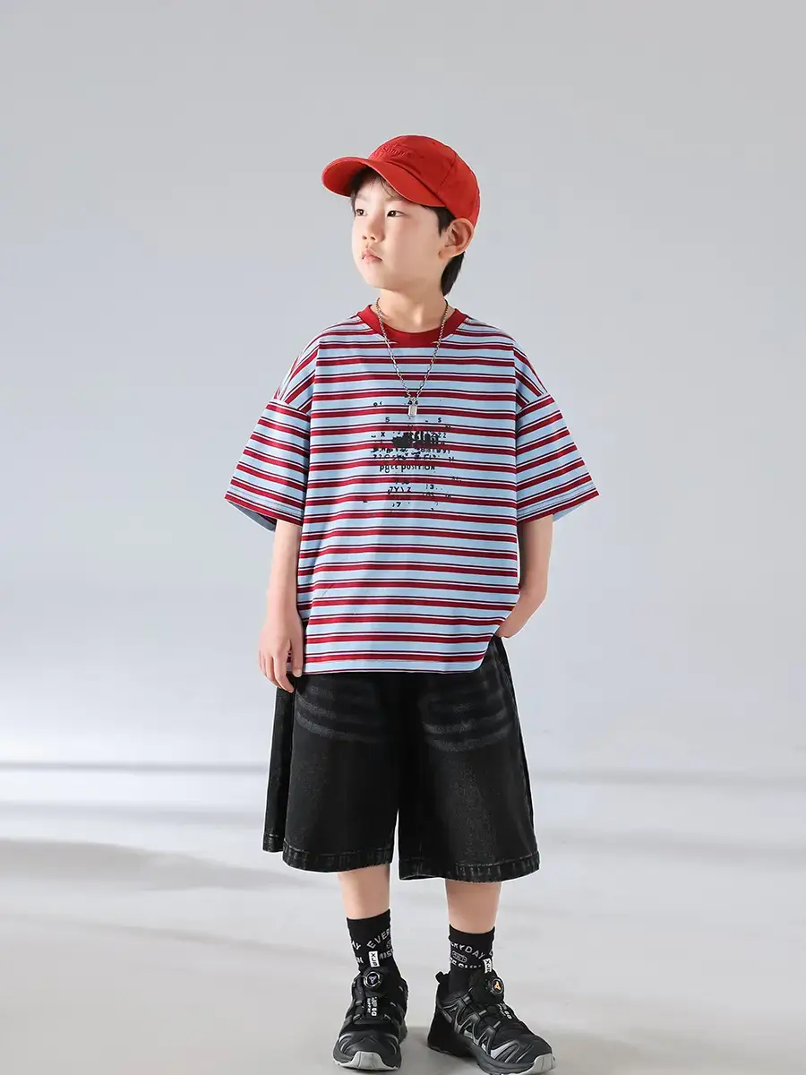 Boys Striped Short Sleeve Sports Shorts Set 2026 — feature 7