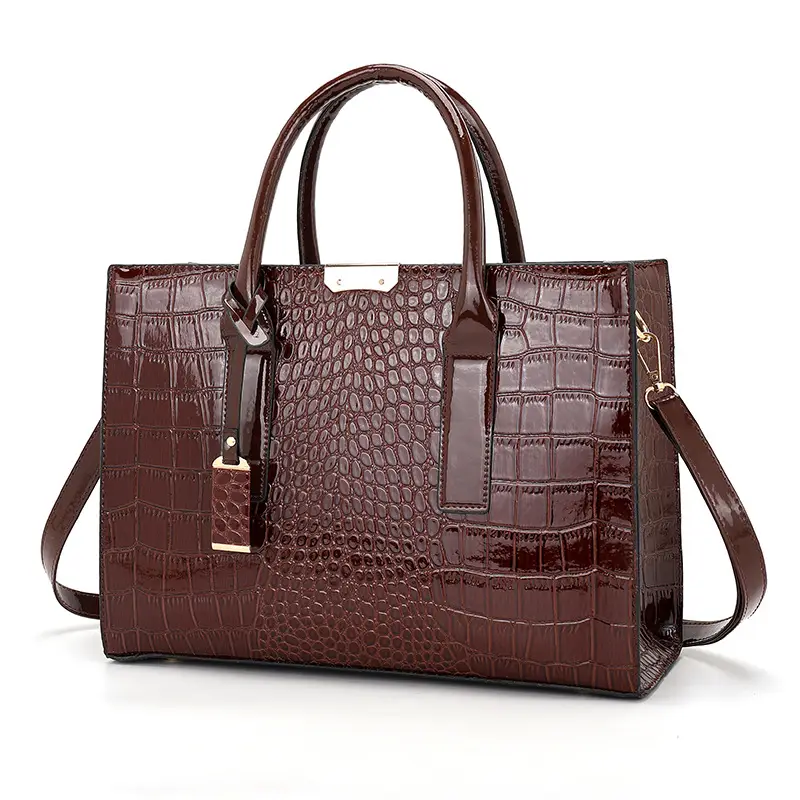 Women Crocodile Pattern Tote Bag Red 2025 - Image 7