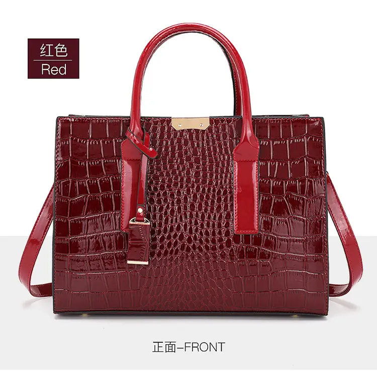 Women Crocodile Pattern Tote Bag Red 2025 — feature 26