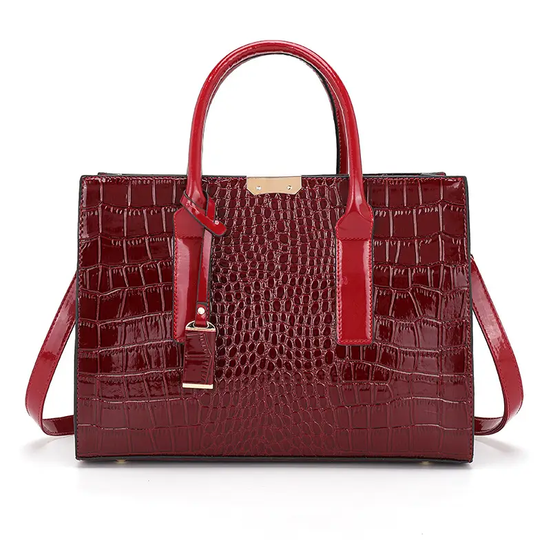 Women Crocodile Pattern Tote Bag Red 2025 - Image 2