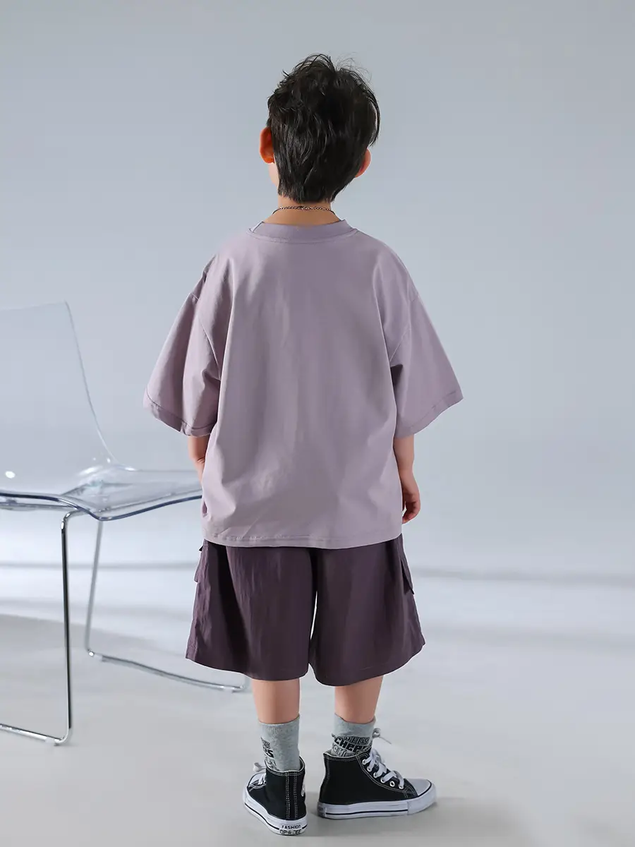 Boys Short Sleeve T-Shirt Shorts Set Purple 2026 - Image 7