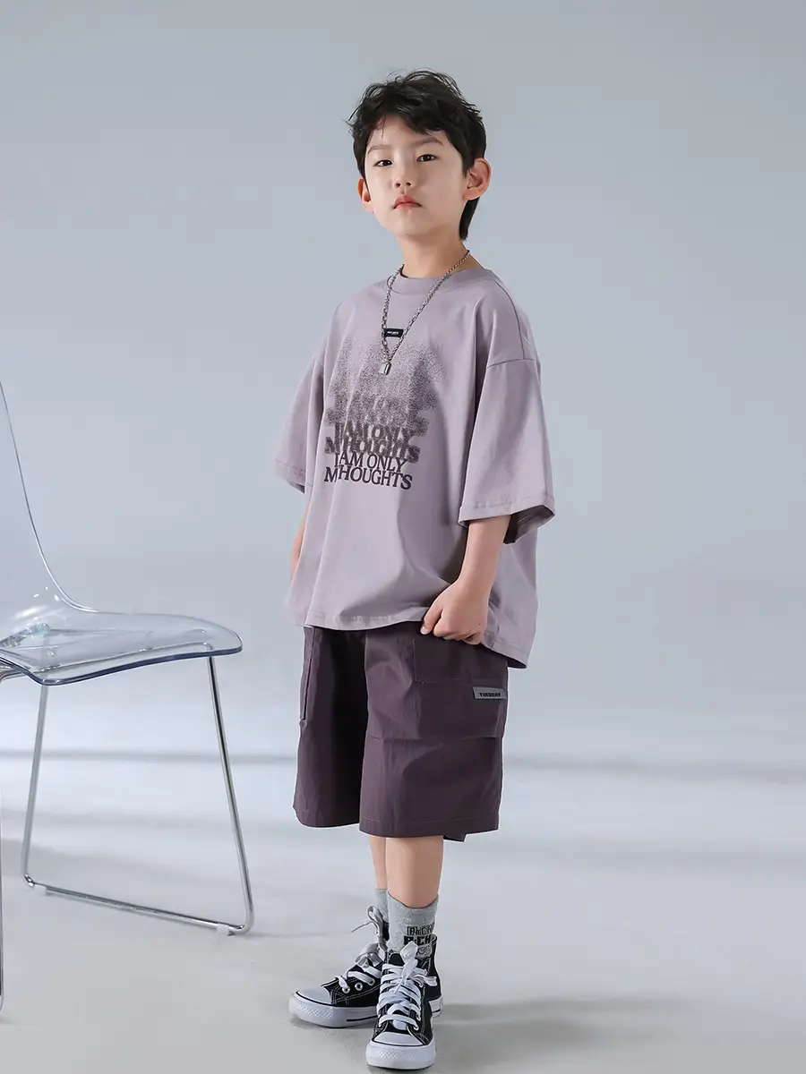 Boys Short Sleeve T-Shirt Shorts Set Purple 2026 — feature 17