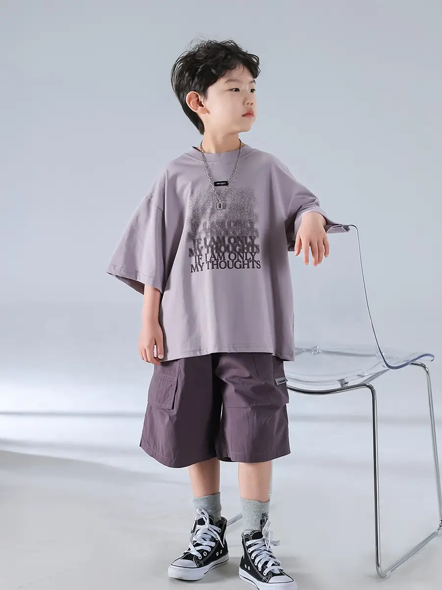 Boys Short Sleeve T-Shirt Shorts Set Purple 2026 — feature 19