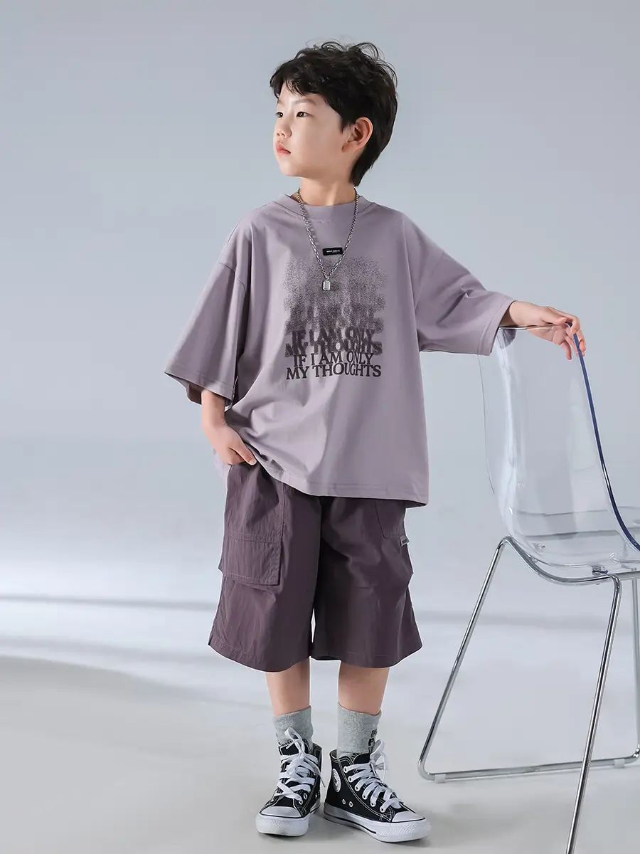 Boys Short Sleeve T-Shirt Shorts Set Purple 2026 — feature 20
