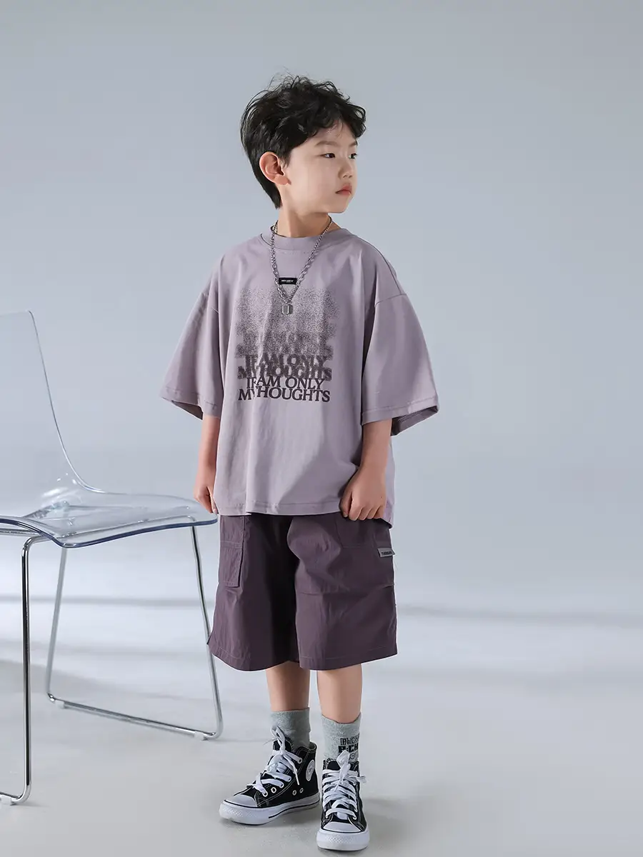 Boys Short Sleeve T-Shirt Shorts Set Purple 2026 — feature 4