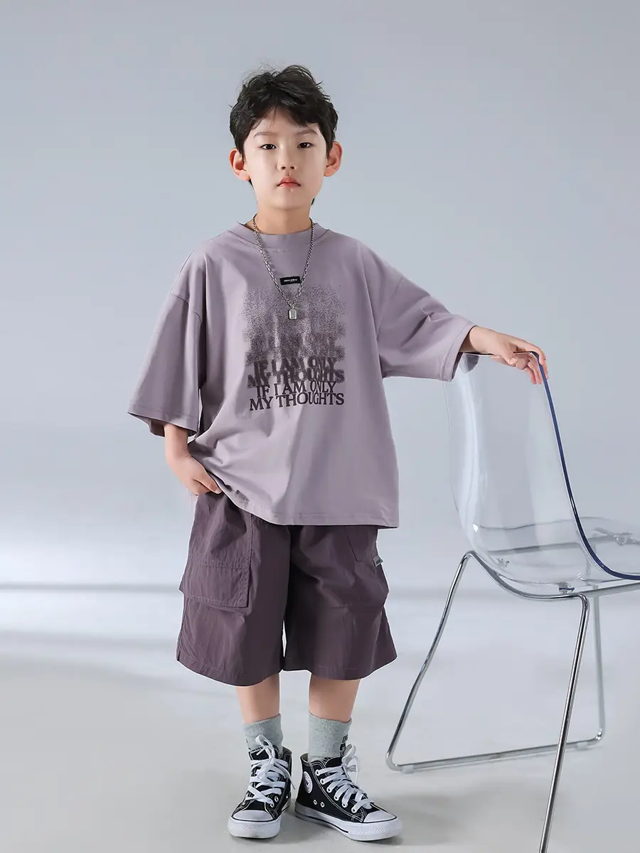 Boys Short Sleeve T-Shirt Shorts Set Purple 2026 — feature 5