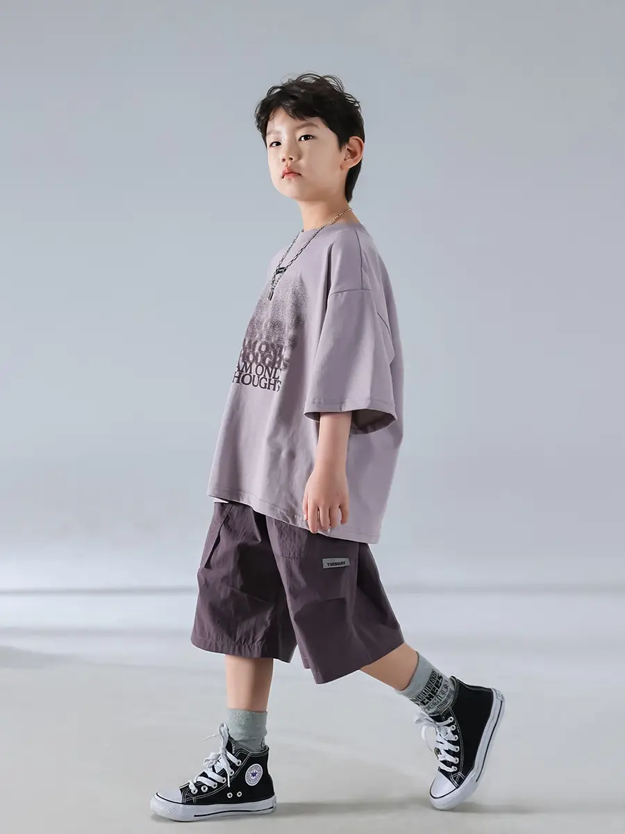 Boys Short Sleeve T-Shirt Shorts Set Purple 2026 — feature 6