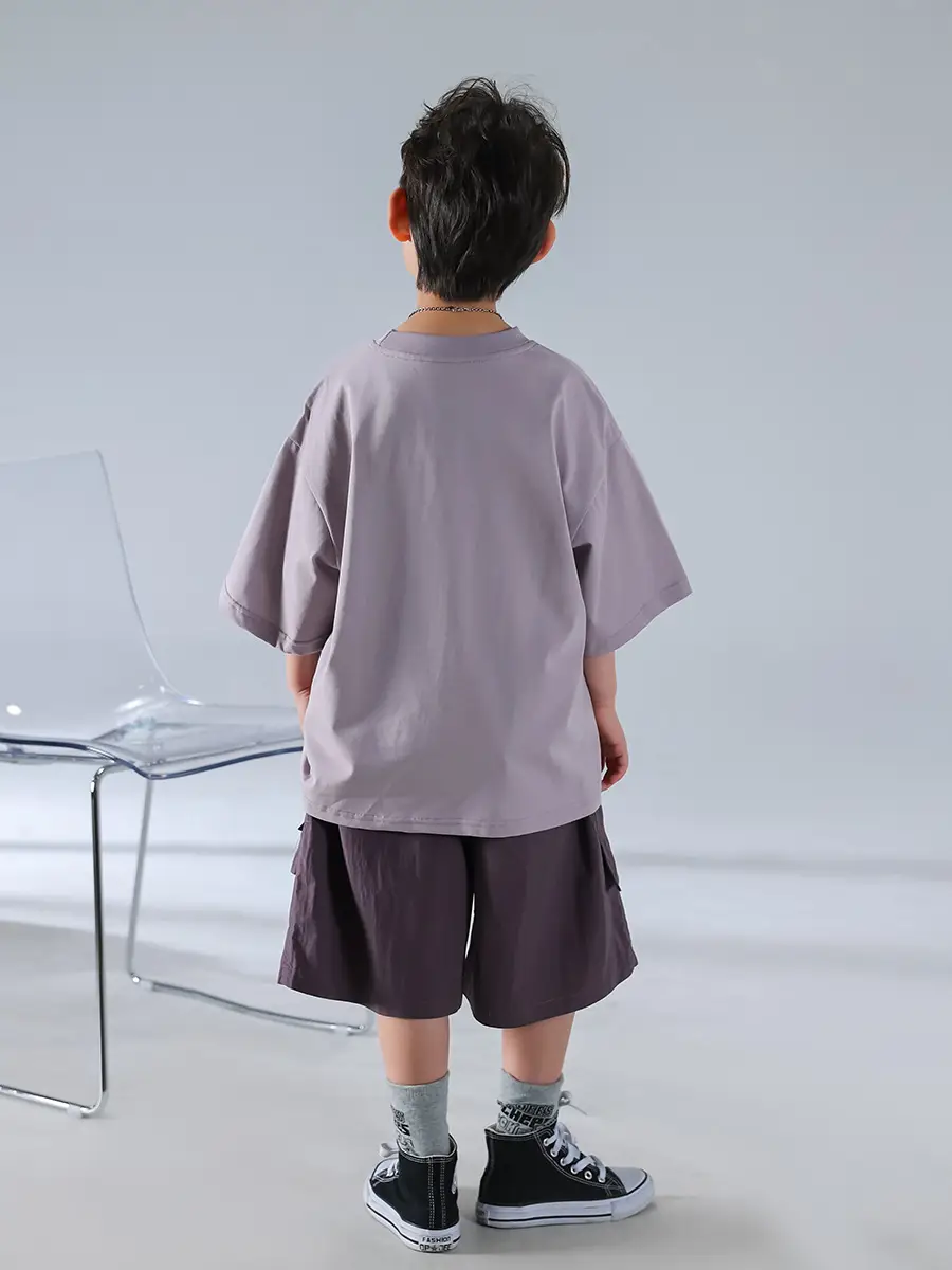 Boys Short Sleeve T-Shirt Shorts Set Purple 2026 — feature 7