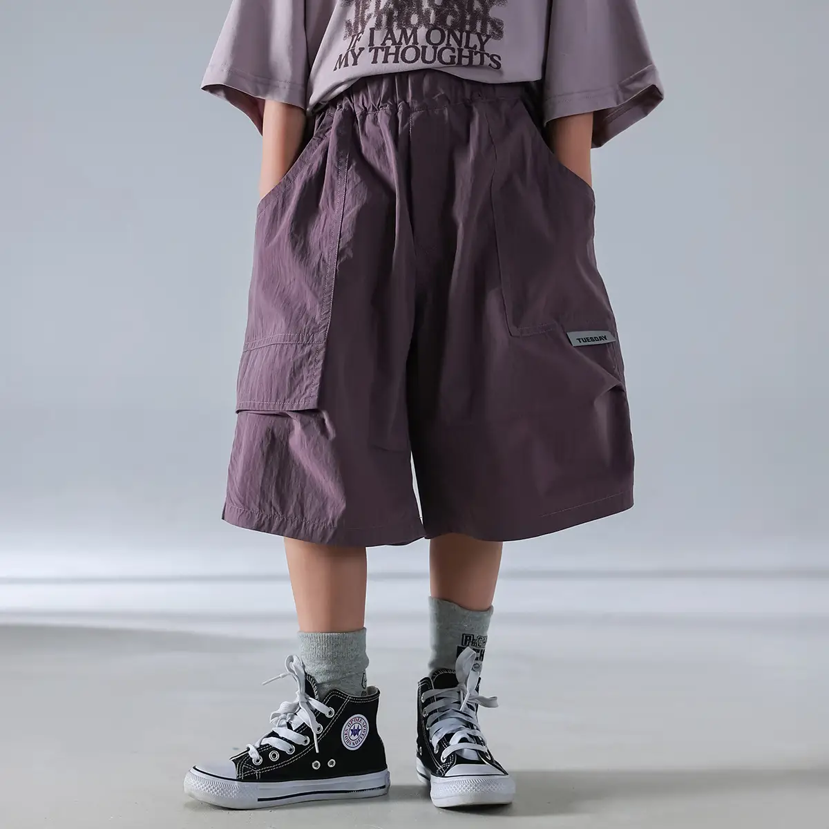 Boys Short Sleeve T-Shirt Shorts Set Purple 2026 - Image 2