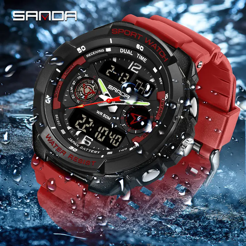 Sanda Waterproof Electronic Watch for Men Multi Color - Image 9