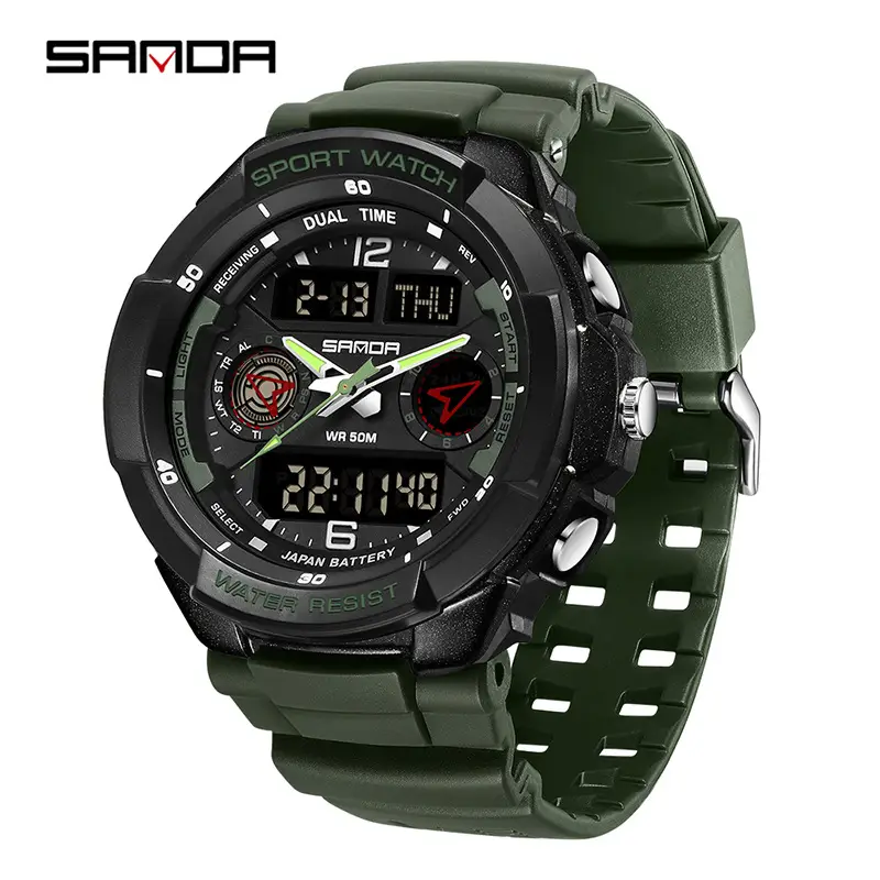 Sanda Waterproof Electronic Watch for Men Multi Color - Image 3