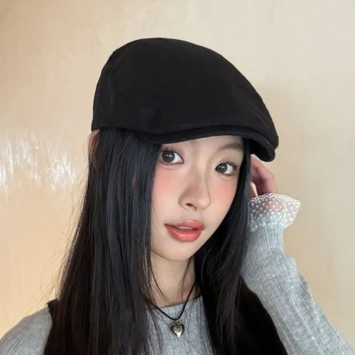 British Style Vintage Newsboy Cap for Men Women Black