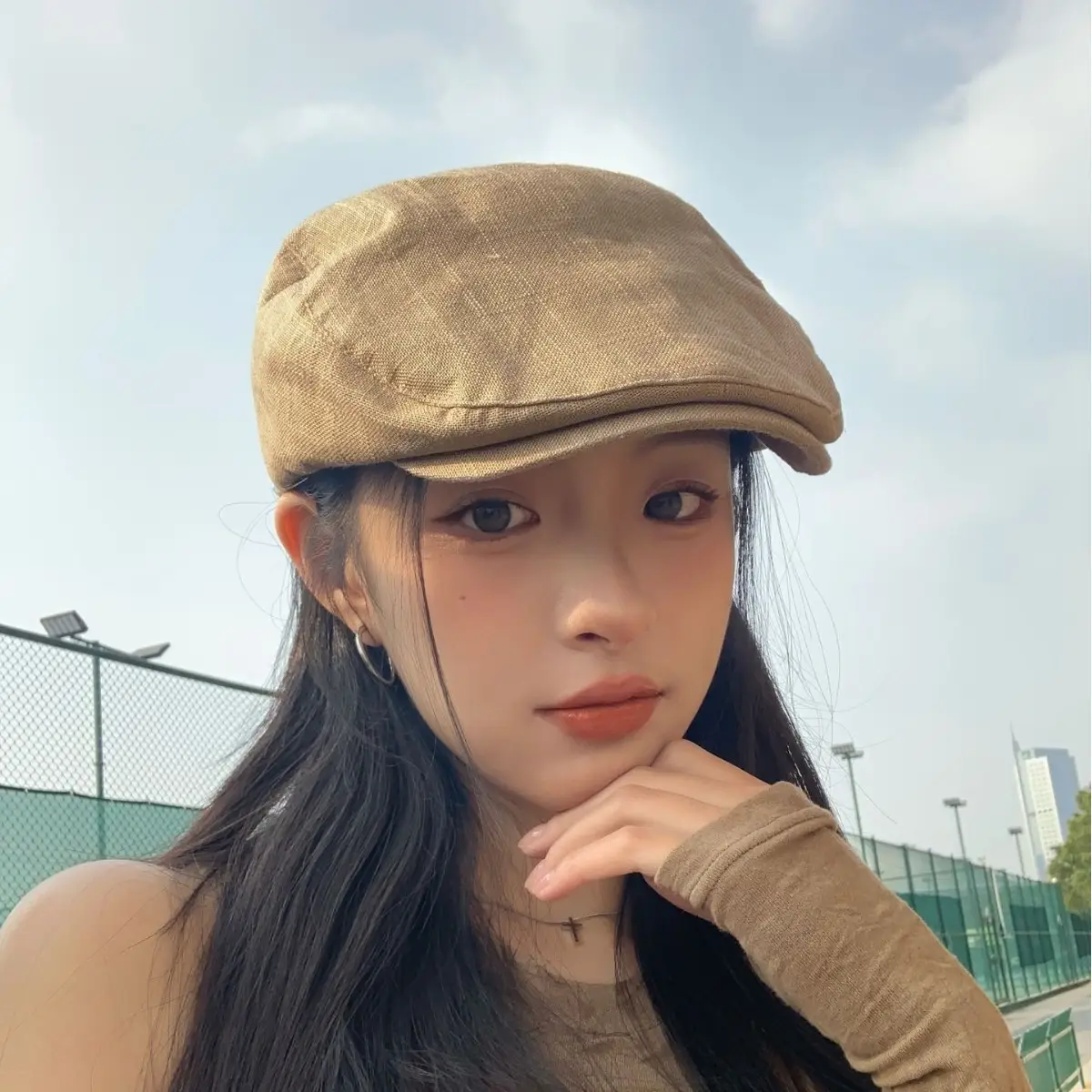 British Style Vintage Newsboy Cap for Men Women Black