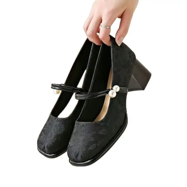 New Chinese Mary Jane Shoes Spring 2025 Pearl Jacquard