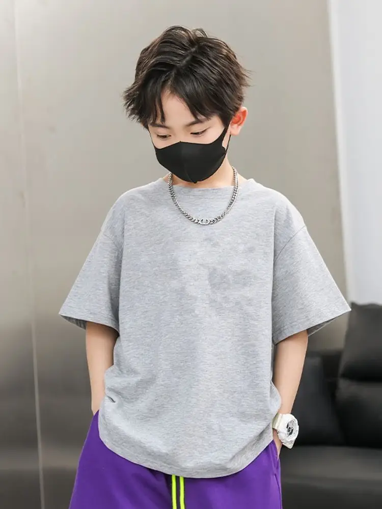Boys T-Shirt Grey Blue Page Up Summer Wear - Image 25