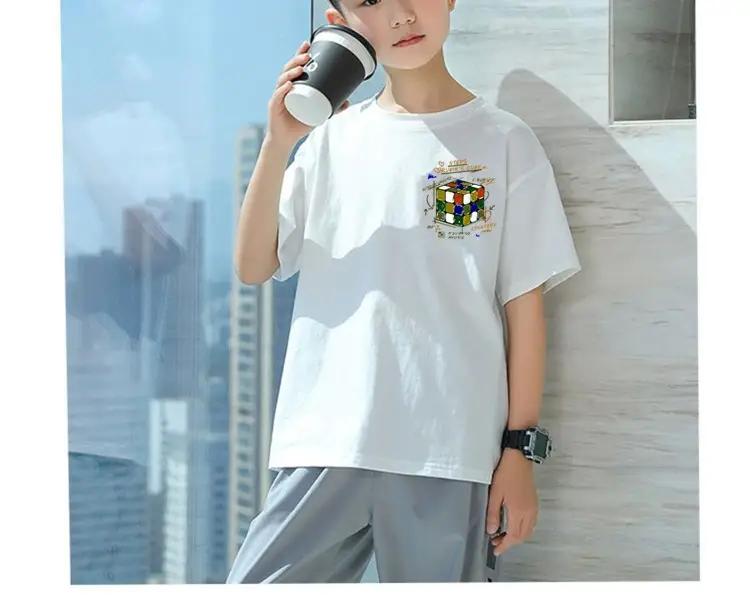 Boys T-Shirt Grey Blue Page Up Summer Wear — feature 19