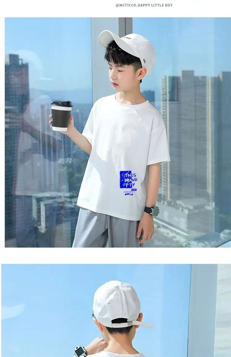 Boys T-Shirt Grey Blue Page Up Summer Wear — feature 21