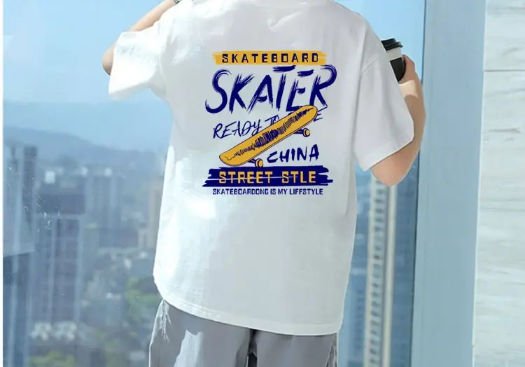 Boys T-Shirt Grey Blue Page Up Summer Wear — feature 22