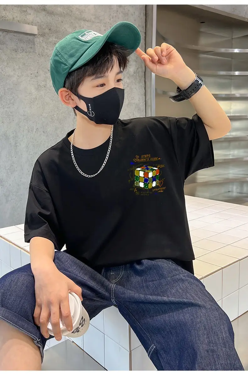 Boys T-Shirt Grey Blue Page Up Summer Wear — feature 24