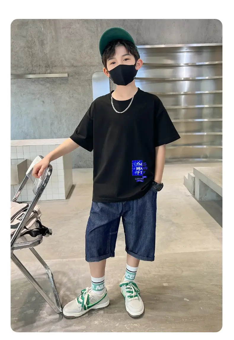 Boys T-Shirt Grey Blue Page Up Summer Wear — feature 26