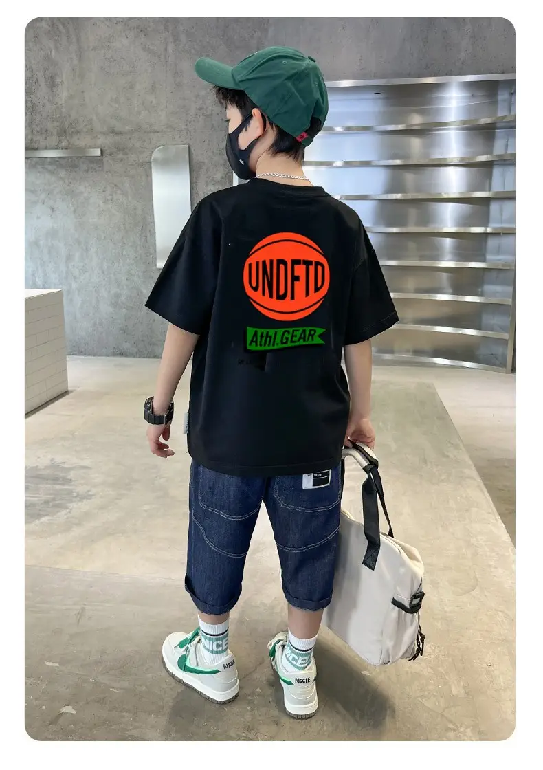 Boys T-Shirt Grey Blue Page Up Summer Wear — feature 27