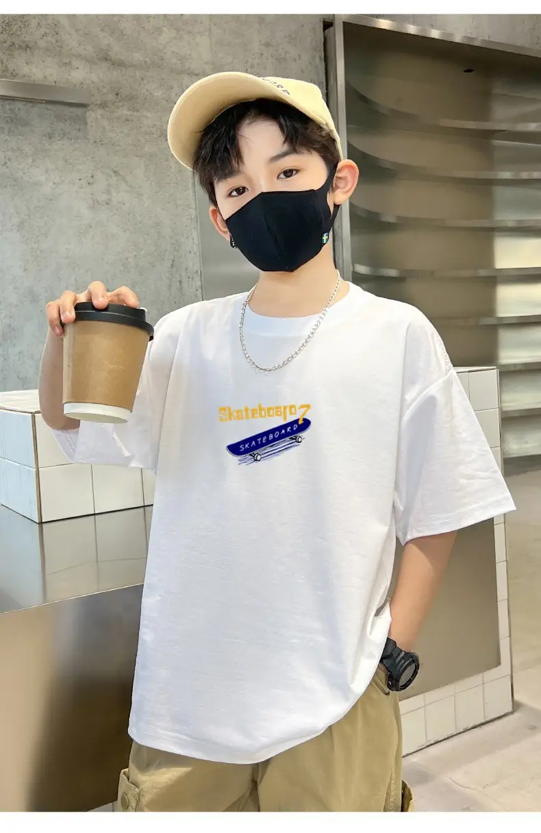 Boys T-Shirt Grey Blue Page Up Summer Wear — feature 29