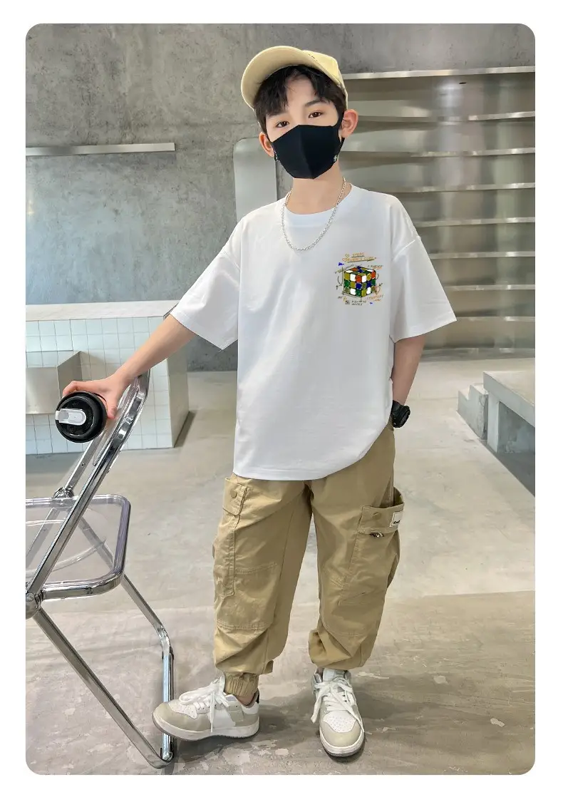 Boys T-Shirt Grey Blue Page Up Summer Wear — feature 30