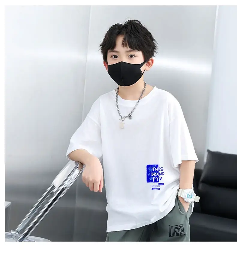Boys T-Shirt Grey Blue Page Up Summer Wear — feature 33