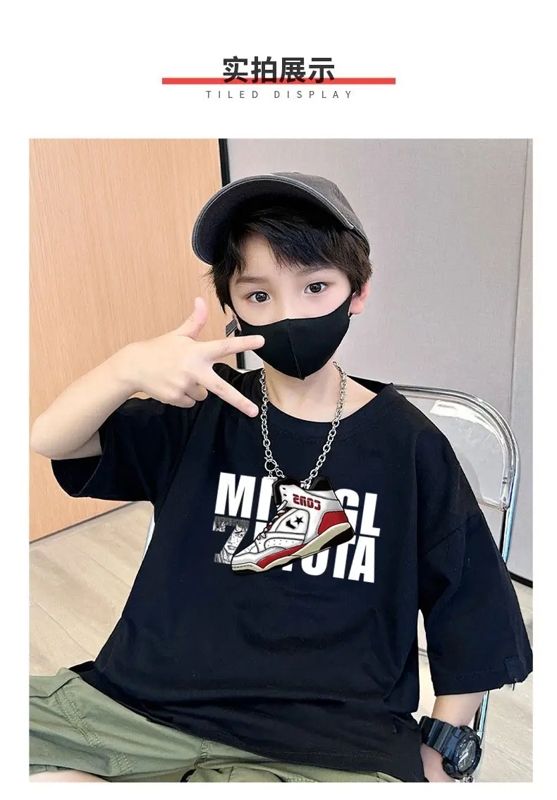 Boys T-Shirt Grey Blue Page Up Summer Wear — feature 39