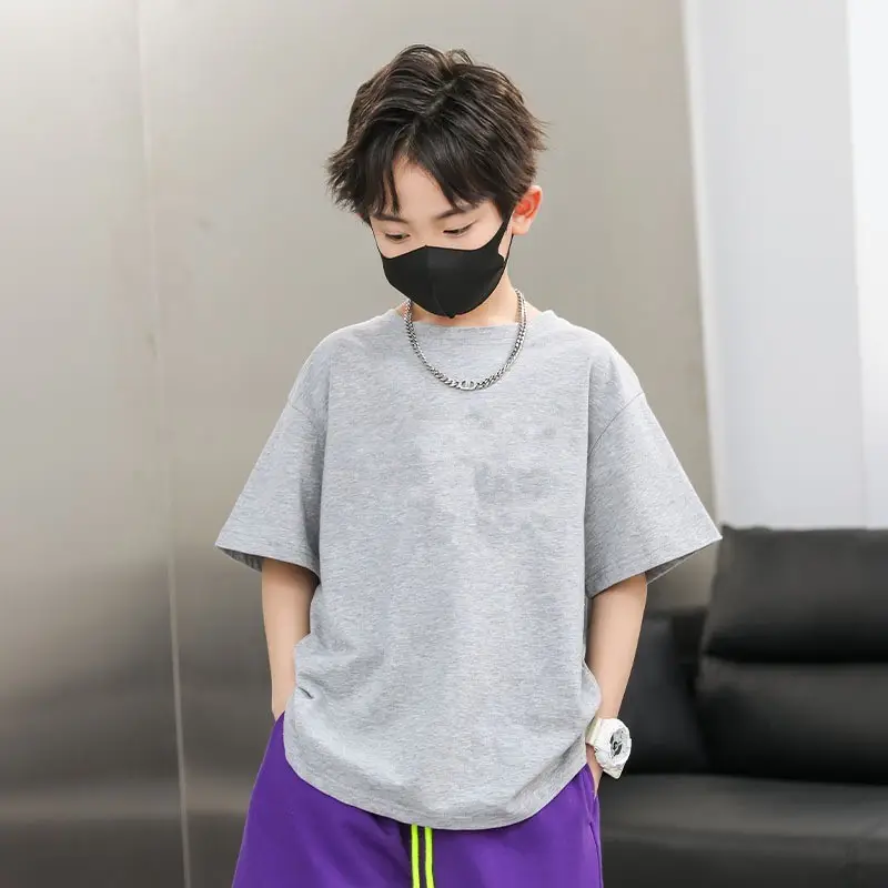 Boys T-Shirt Grey Blue Page Up Summer Wear - Image 3