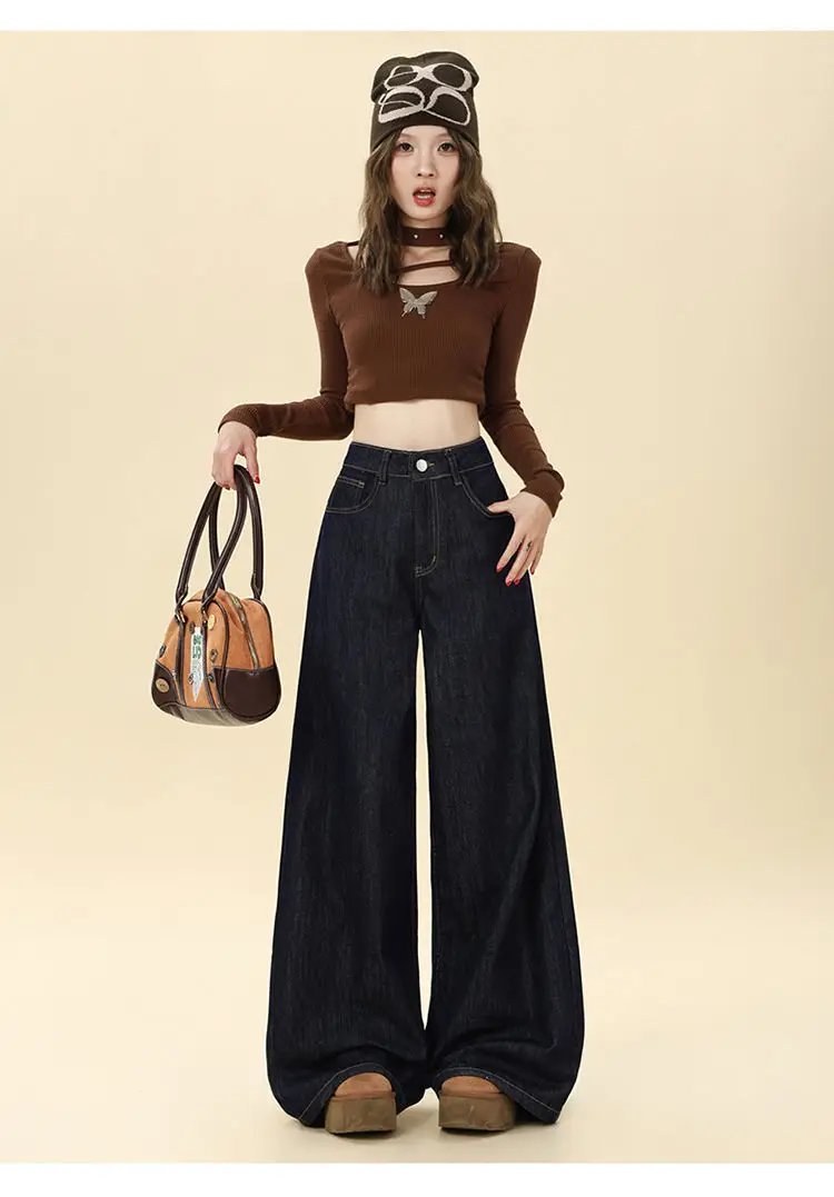 Dark Blue Hip-Covering Wide Leg Jeans 2025 — feature 12