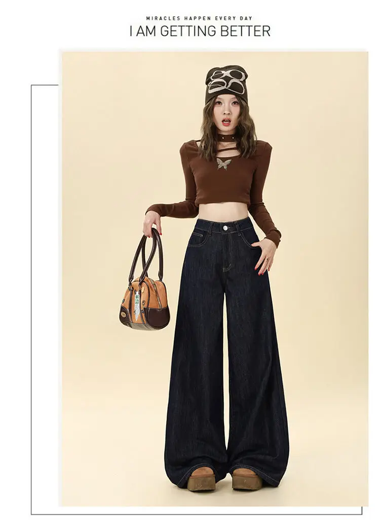 Dark Blue Hip-Covering Wide Leg Jeans 2025 — feature 13