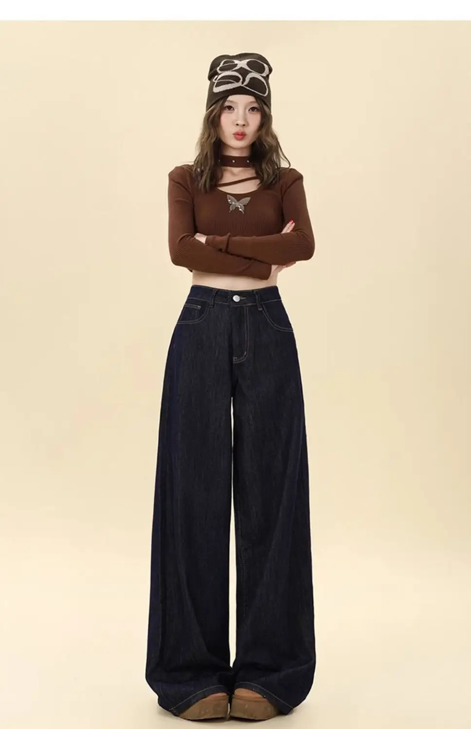 Dark Blue Hip-Covering Wide Leg Jeans 2025 — feature 16